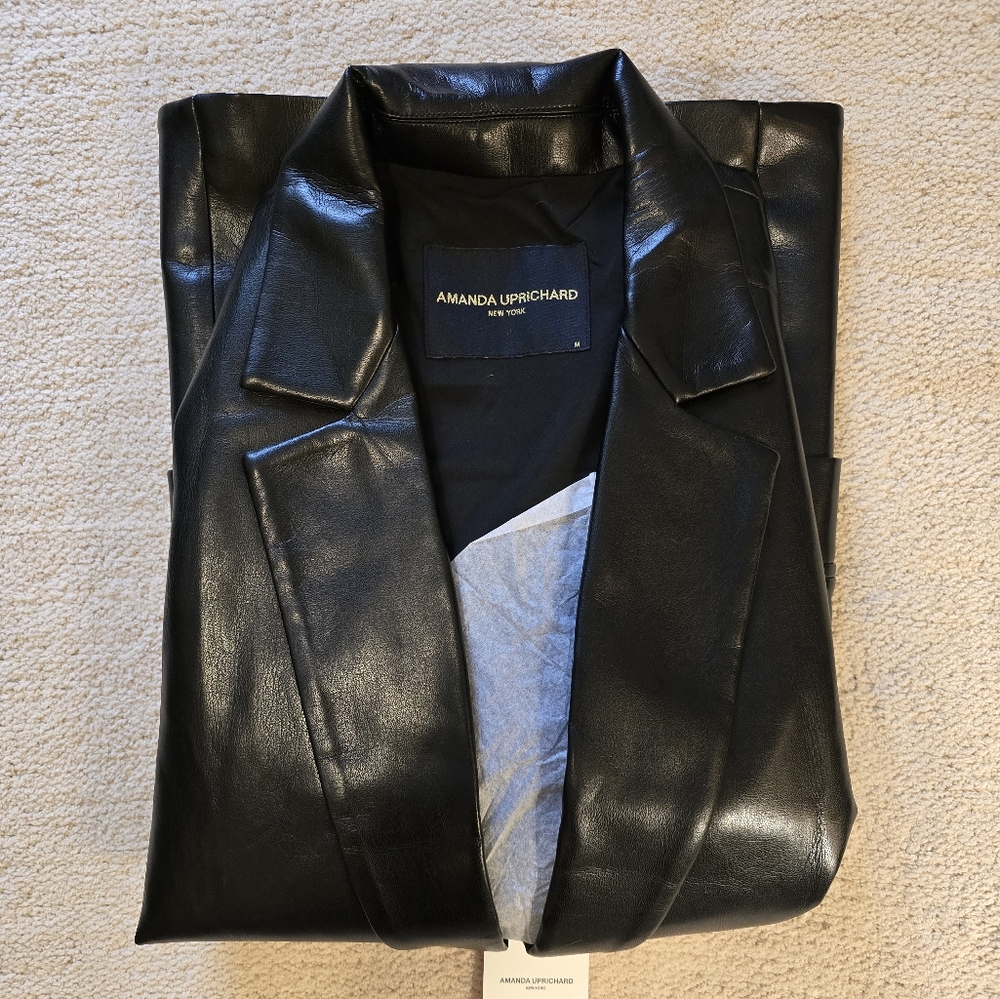 NEW Amanda Uprichard Black Soft Faux Leather "Grady" Jacket/Blazer - Sz Medium - Picture 11 of 12